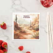 Serviette En Papier Retro Desert Cactus 1er anniversaire (En situation)