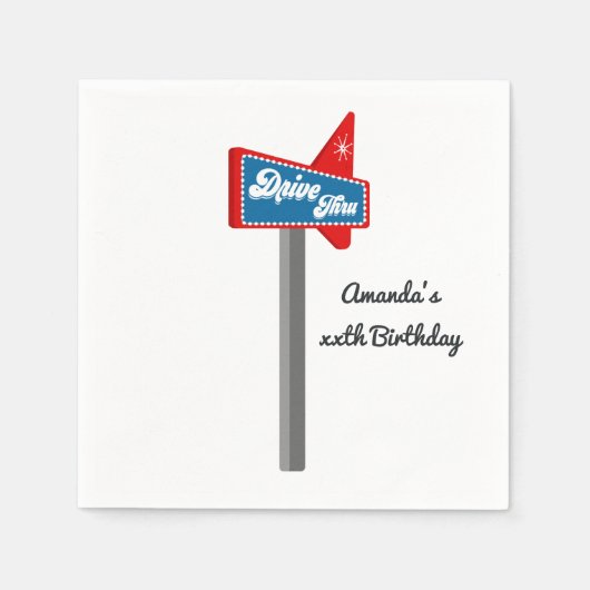 Serviette En Papier Retro Diner 4 juillet Sock Hop Party (Devant)