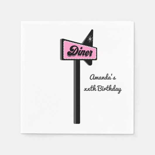 Serviette En Papier Retro Diner Sock Hop Party (Devant)