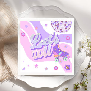 Serviette En Papier Retro Disco Roller Skate Let's Roll 1er anniversai