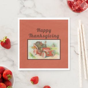 Serviette En Papier Retro Drôle Thanksgiving mème mignonne Turquie Des