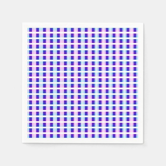 Serviette En Papier rétro électrique rayé bleu & violet (Devant)
