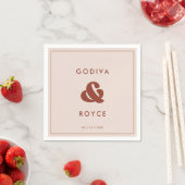 Serviette En Papier Retro élégant Mariage rose Peach (En situation)