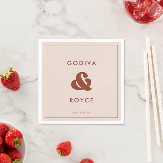Serviette En Papier Retro élégant Mariage rose Peach (En situation)