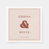 Serviette En Papier Retro élégant Mariage rose Peach (Devant)