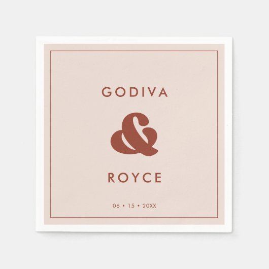 Serviette En Papier Retro élégant Mariage rose Peach (Devant)