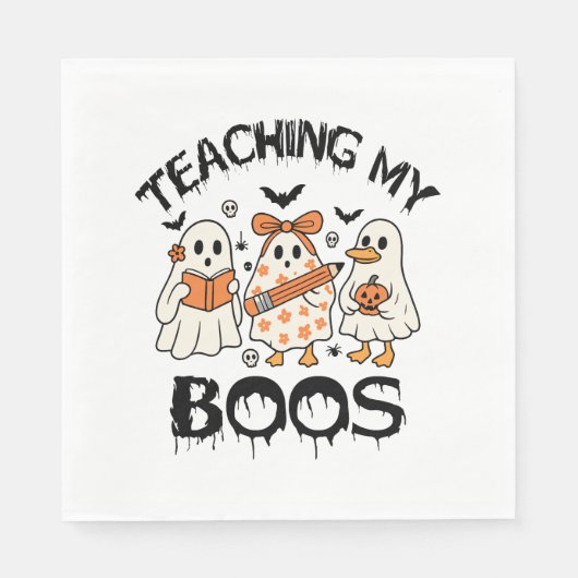 Serviette En Papier Retro Enseigner Mes Boos Halloween (Devant)