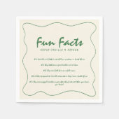 Serviette En Papier Rétro Faits amusants écrits à la main Mariage vert (Devant)