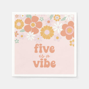 Serviette En Papier Retro Floral Five is a Vibe 5e anniversaire