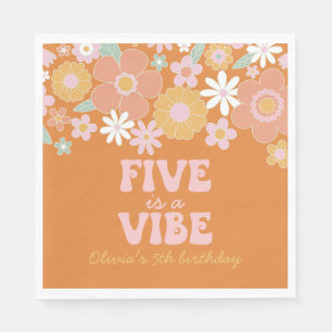 Serviette En Papier Retro Floral Five is a Vibe 5e anniversaire