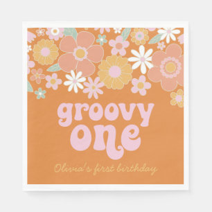 Serviette En Papier Retro Floral Super Un anniversaire Napkins