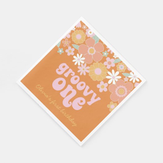 Serviette En Papier Retro Floral Super Un anniversaire Napkins (Coin)