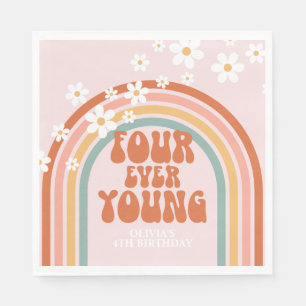 Serviette En Papier Rétro Four Ever Young anniversaire 4 ans daisy rai