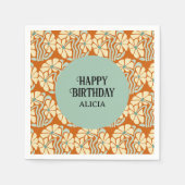 Serviette En Papier Retro Funky Super Boho Botanical Anniversaire (Devant)