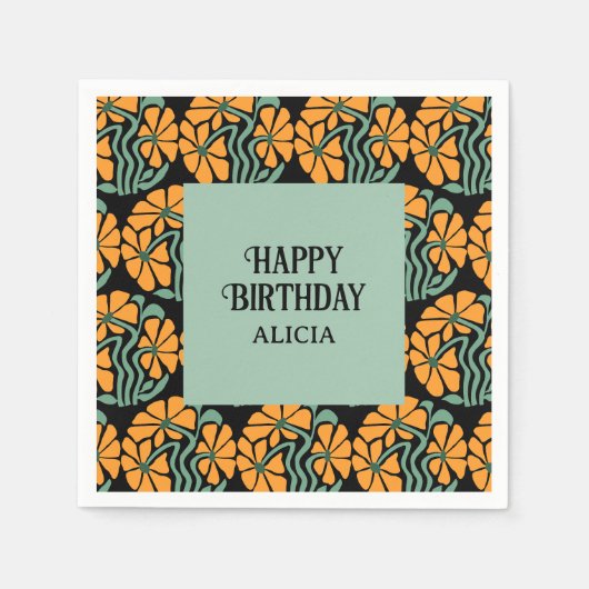 Serviette En Papier Retro Funky Super Daisy Flower Anniversaire (Devant)