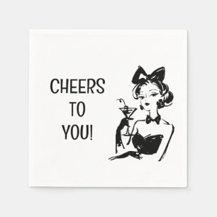 Serviette En Papier Retro Glam Martini Diva Design