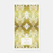 Serviette En Papier Retro Gold Green Mariage damassé (Devant)