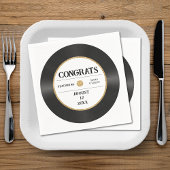 Serviette En Papier Retro Gold Parties scintillant Vinyl Record Mariag