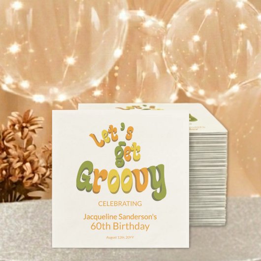 Serviette En Papier Retro Groovy 60th Birthday Party