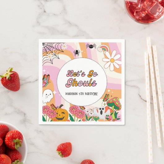 Serviette En Papier Retro Grooy Allons au ghoul Halloween Anniversaire (En situation)