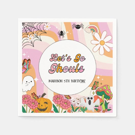 Serviette En Papier Retro Grooy Allons au ghoul Halloween Anniversaire (Devant)