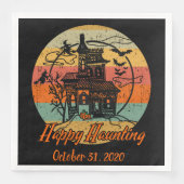 Serviette En Papier Retro Halloween Happy Haunting Haunting Haunting H (Devant)