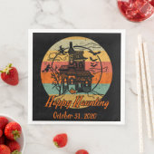 Serviette En Papier Retro Halloween Happy Haunting Haunting Haunting H (En situation)
