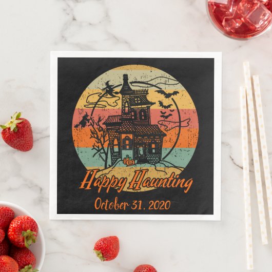 Serviette En Papier Retro Halloween Happy Haunting Haunting Haunting H (En situation)