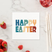 Serviette En Papier Retro Happy Pâques Typographie | Serviette en Papi (En situation)