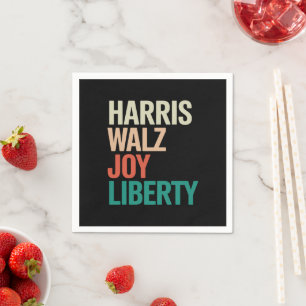 Serviette En Papier Retro Harris Waltz 2024 Harris Walz Joy Liberty
