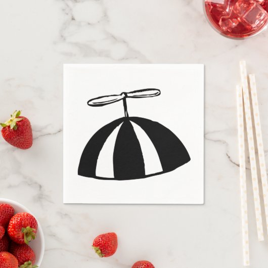 Serviette En Papier Retro hélice Beanie Whimsical noir et blanc (En situation)