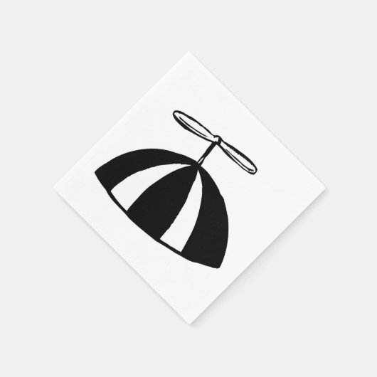 Serviette En Papier Retro hélice Beanie Whimsical noir et blanc (Coin)