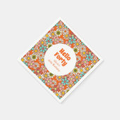 Serviette En Papier Retro Hippie Super Fleur Bonjour Quarante Annivers (Coin)