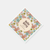 Serviette En Papier Retro Hippie Super Fleur Bonjour Soixante Annivers (Coin)