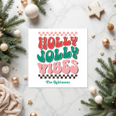Serviette En Papier Retro Holly Jolly Vibes fête de Noël personnalisée