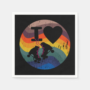 Serviette En Papier Retro I Love Roller Ski Revêtu