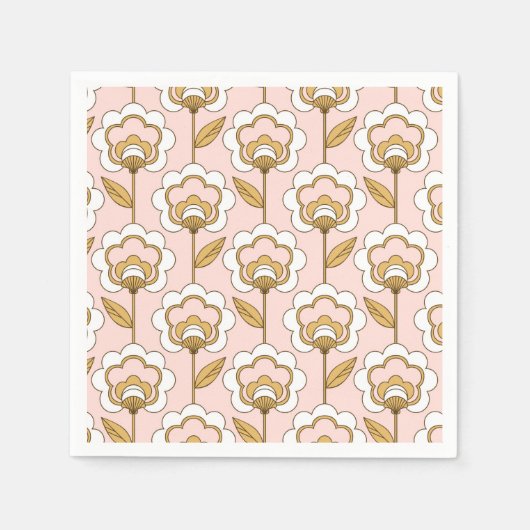 Serviette En Papier Retro Jardin rose motif floral (Devant)