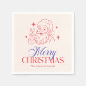 Serviette En Papier Retro Joyeux Noël Père Noël (Devant)