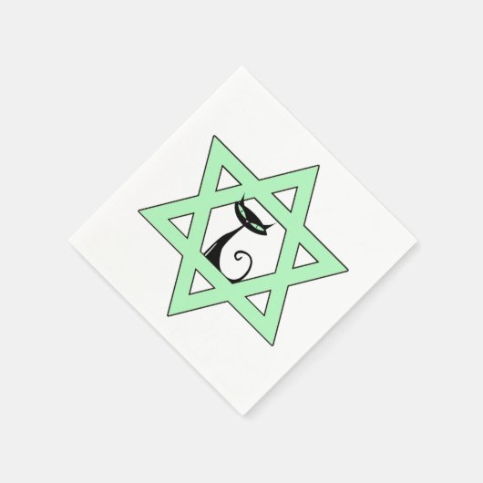 Serviette En Papier Retro juif Kitty Chat étoile de David (Coin)