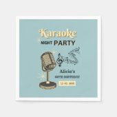 Serviette En Papier Retro Karaoke Night Party Turquoise & Crème Annive (Devant)