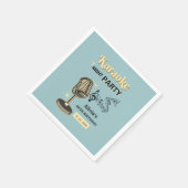 Serviette En Papier Retro Karaoke Night Party Turquoise & Crème Annive (Coin)