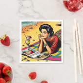 Serviette En Papier Retro Lady at Beach Daydreabout Fashion (En situation)
