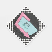 Serviette En Papier Retro les années 50 fête d'anniversaire (Coin)