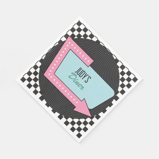 Serviette En Papier Retro les années 50 fête d'anniversaire (Coin)