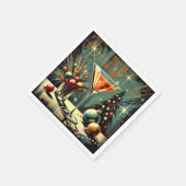 Serviette En Papier Retro les années 50 Merry & Bright Christmas Marti (Coin)