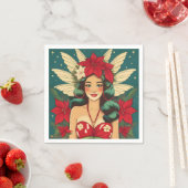 Serviette En Papier Retro les années 50 Tropical Christmas Pin-Up Girl (En situation)