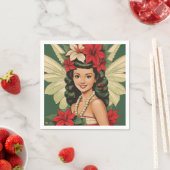 Serviette En Papier Retro les années 50 Tropical Christmas Princesse (En situation)