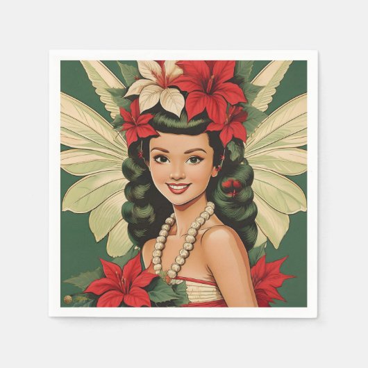 Serviette En Papier Retro les années 50 Tropical Christmas Princesse (Devant)