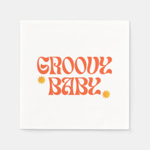 Serviette En Papier Retro les années 70 moutarde Orange Hippie Super b
