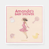 Serviette En Papier Retro Maman Brunette Baby shower Party (Devant)